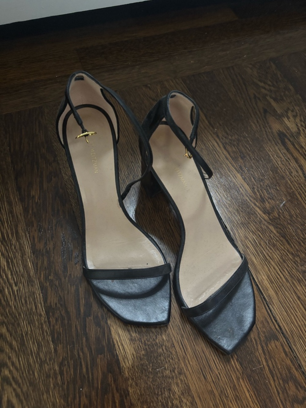Black Ankle-Strap Women’s Sandals - Elegant Minimal Heel Stuart Weitzman
